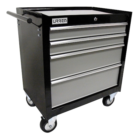 Urrea H-Series Roller Cabinet, 4 Drawer, Black, Steel, 27 in W x 31-1/2 in D x 18 in H H27M4